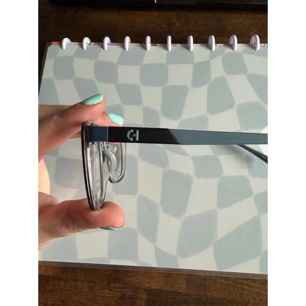 Cole Haan Zerogrand CH4523 Black Blue Square Eyeglasses Frames 52-19-140‎ Case